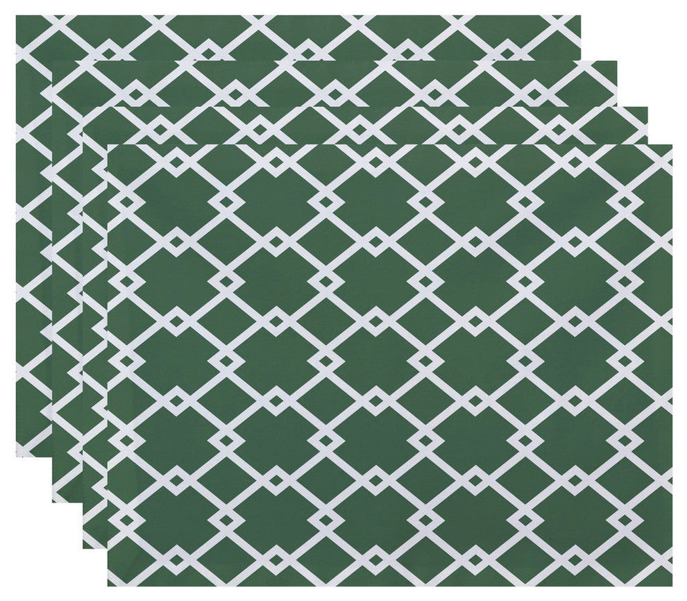 Link Lock Geometric Print Placement, Wintergreen, Set of 4