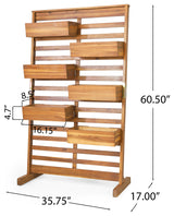 Pineview Outdoor Customizable Acacia Wood Plant Stand, Teak