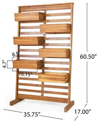 Pineview Outdoor Customizable Acacia Wood Plant Stand, Teak