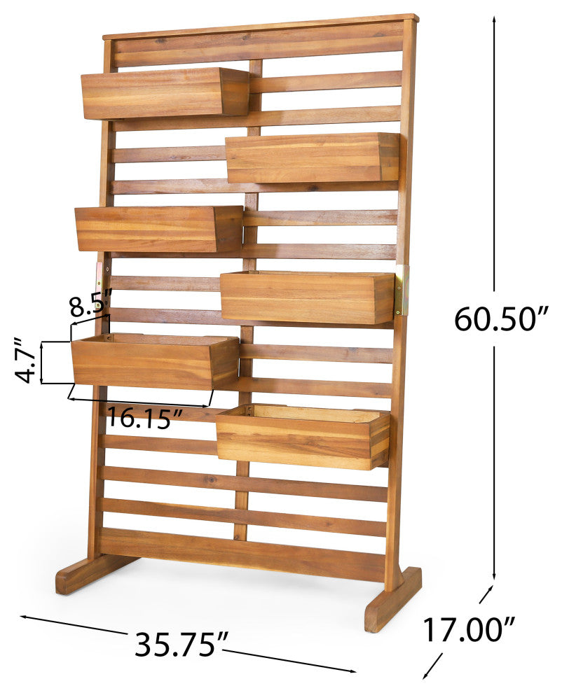 Pineview Outdoor Customizable Acacia Wood Plant Stand, Teak