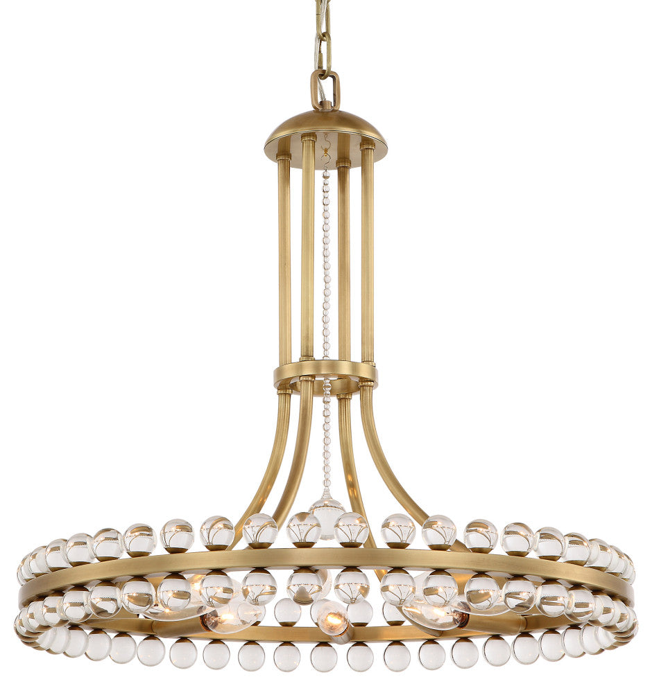 Crystorama Clover 8-Light Chandelier, Aged Brass