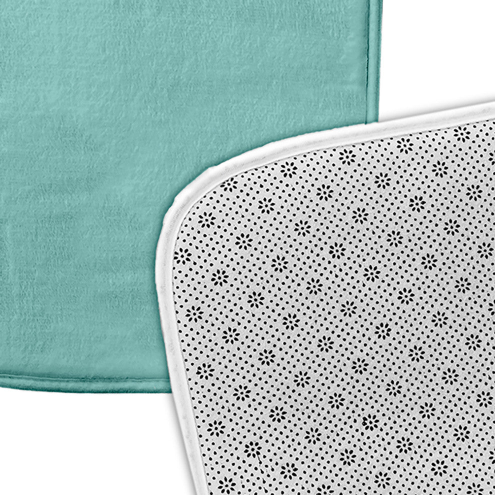 34" x 21" Floral Print Bathmat, Light Blue