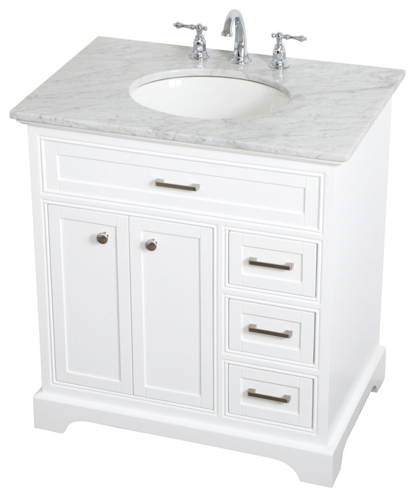 Amber Single Bathroom Vanity, Blue, White, 32"