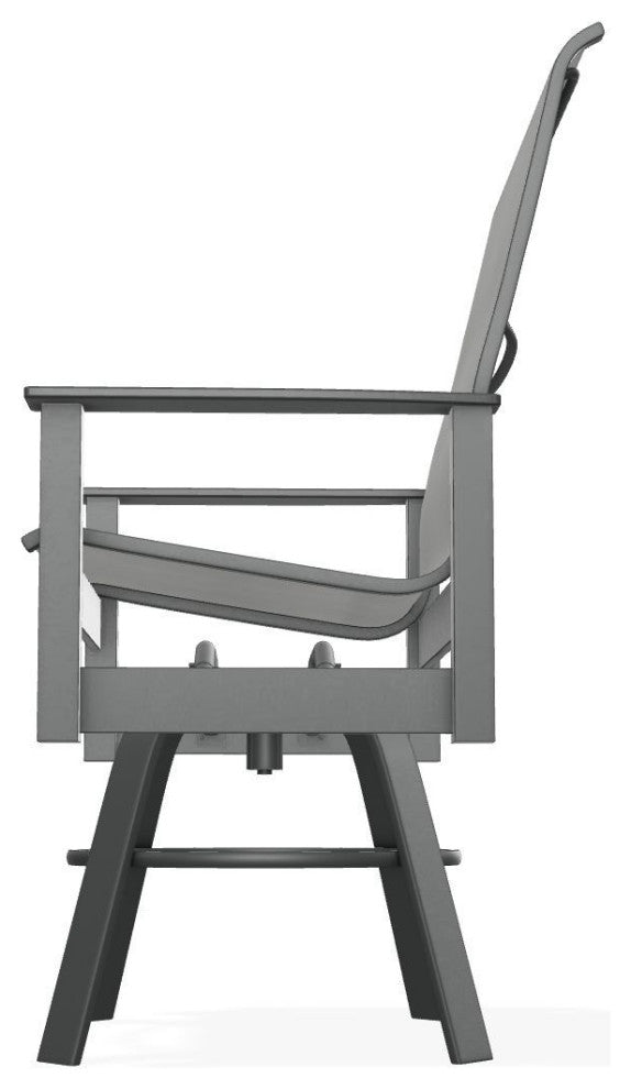 Leeward Sling Balcony Height Outdoor Swivel Armchair, Alloy/Graphite