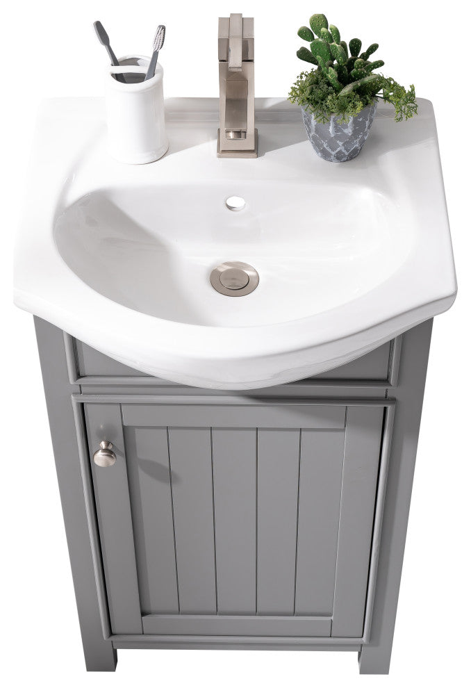 Design Element Marian 24" Transitional Single Sink Vanity, Gray