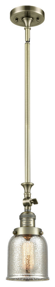 Small Bell 1-Light LED Pendant, Antique Brass, Glass: Silver Mercury