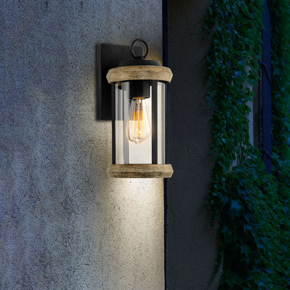 Kira Home Dorsey 12" Rustic Outdoor Weather Resistant Wall Sconce, Cylinder