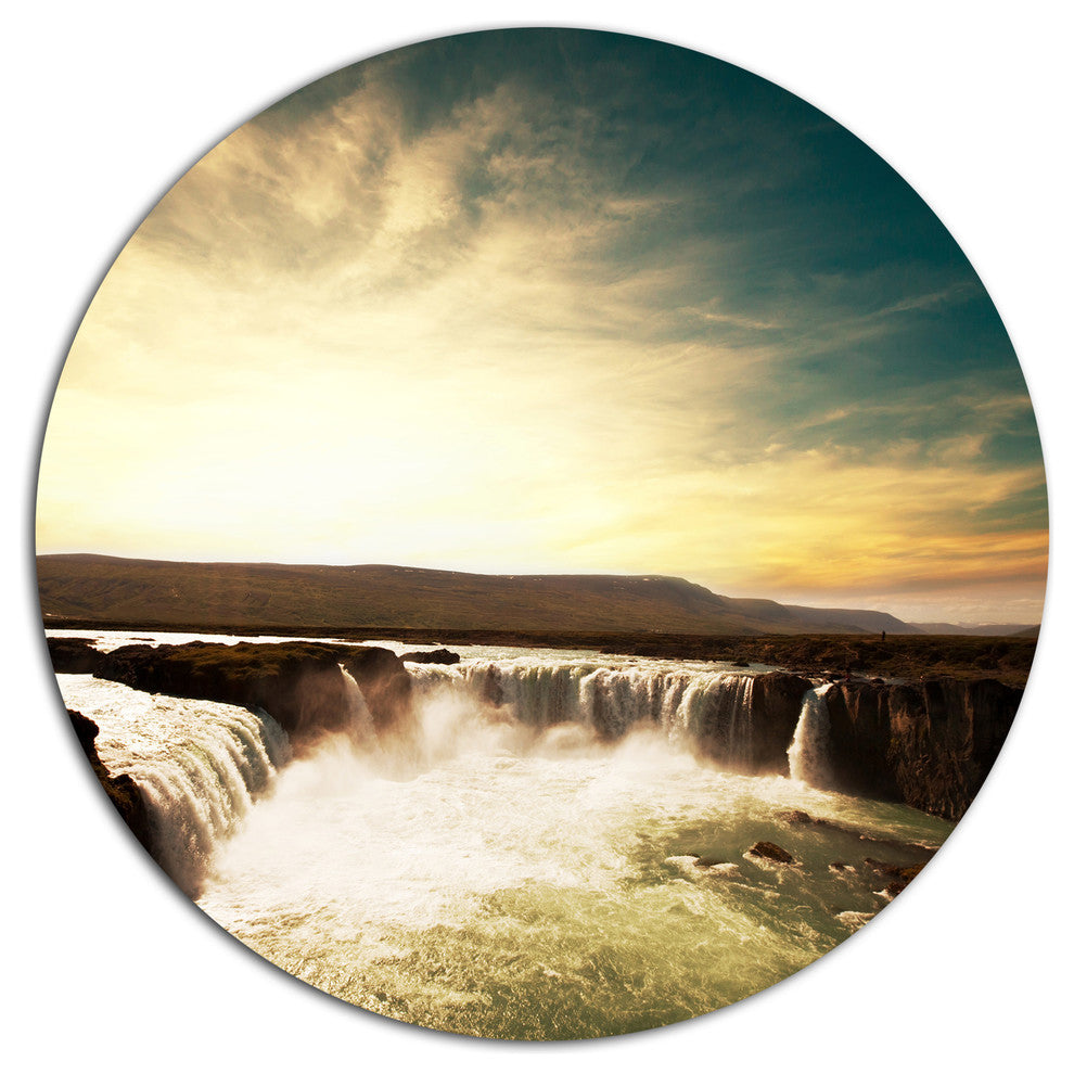 Dramatic Iceland Waterfalls, Seashore Round Wall Art, 36"