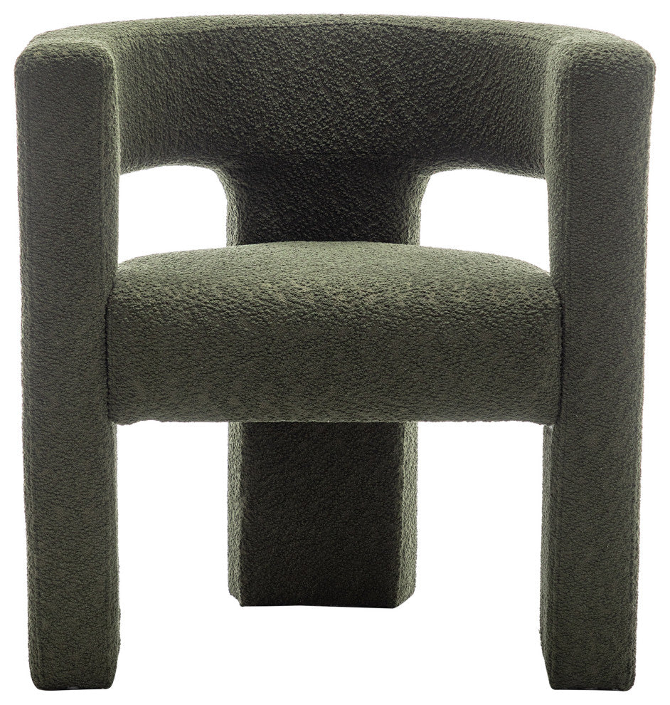 28" Wide Boucle Upholstered Square Armchair, Green