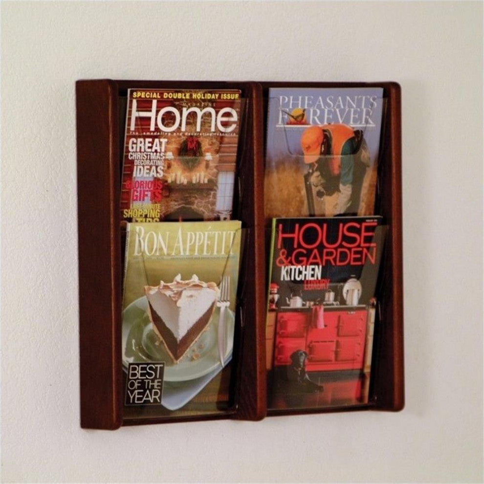 Wooden Mallet 4 Pocket Acrylic and Oak wall Display in Mahogany