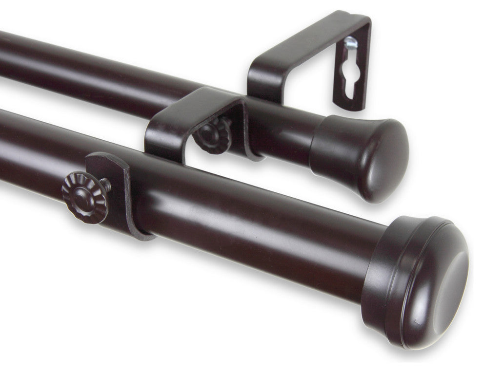 Rosen 1" Double Curtain Rod 160-240", Mahogany