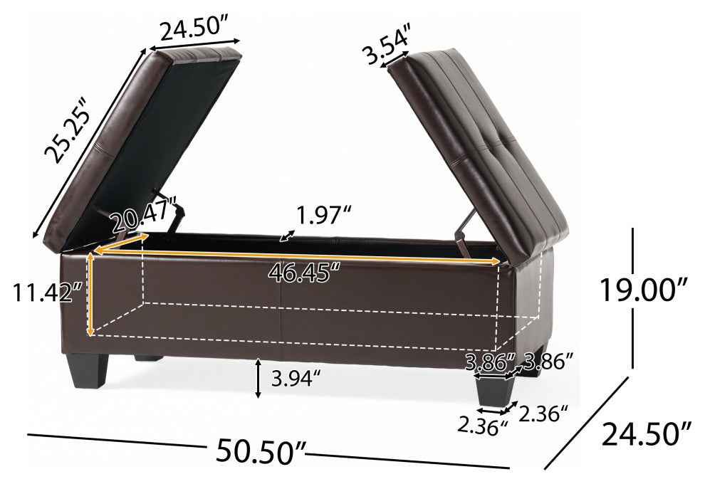 GDF Studio Alpine Leather Storage Ottoman Coffee Table