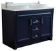 48" Double Sink Vanity, Blue Finish With Engineered Stone Top And Round Sink