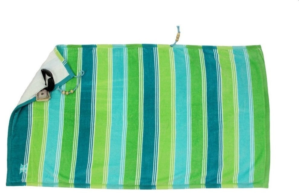 Ombre Crescent Beach Towel, Green and Blue