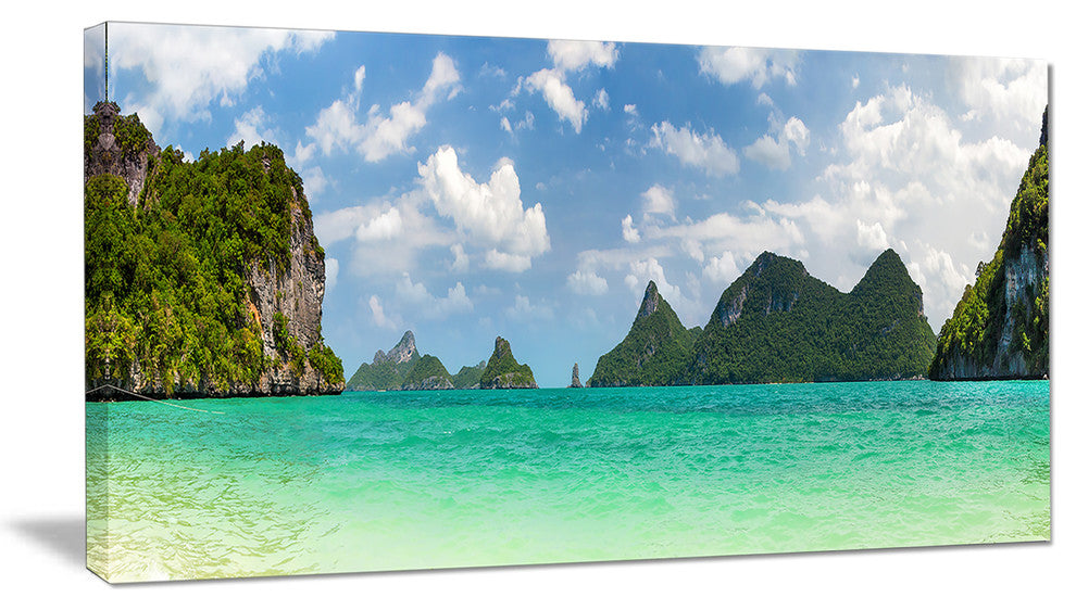 Thailand Beach Panorama, Landscape Canvas Art Print, 32"x16"