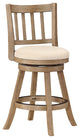 Adam 24 Inch Solid Wood Swivel Counter Stool, Slatted Back, Ivory