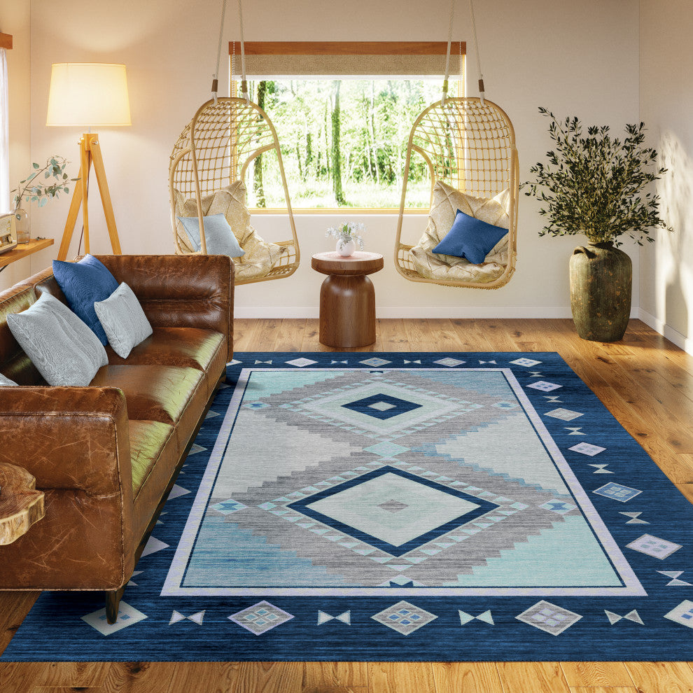Indoor/Outdoor Phoenix PH2 Denim Machine Washable 9' x 12' Rug
