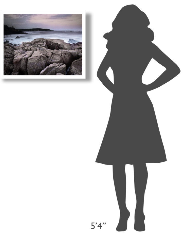 "Sunset, Atlantic Ocean, Thunder Hole, Acadia National Park" Paper Art, 26"x20"