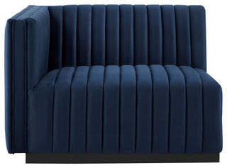 Conjure Channel Tufted Performance Velvet 6-Piece Sectional, Black Midnight Blu