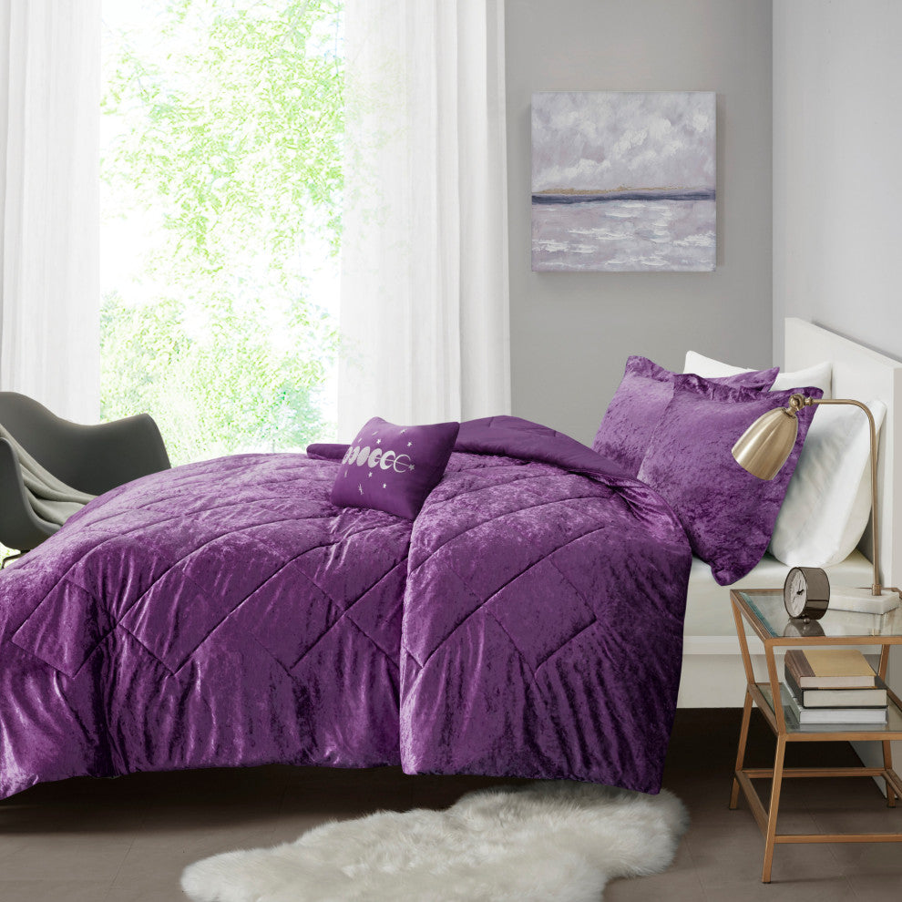 Intelligent Design Felicia Crushed Velvet 4-Piece Comforter Set