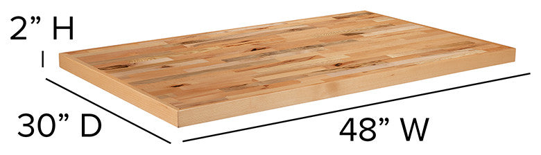 30" x 48" Rectangle Butcher Block Style Table Top
