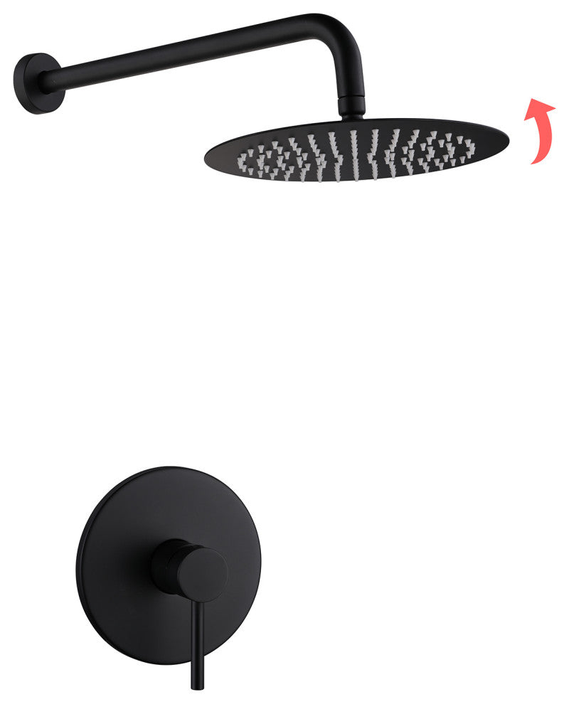 Wall Mount Shower Faucet With Rough-In Valve, Matte Black