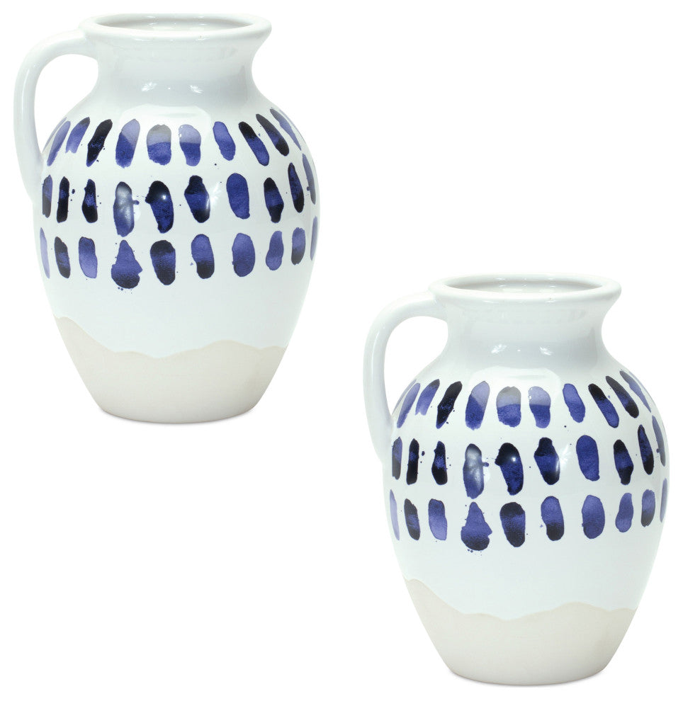 Ceramic Pitcher Vase, 2-Piece Set