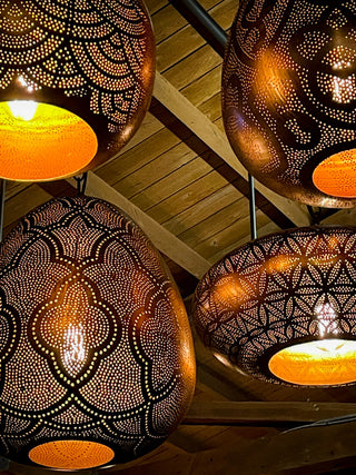 Large White Filigree Lucknow Macrame Pendant Lantern