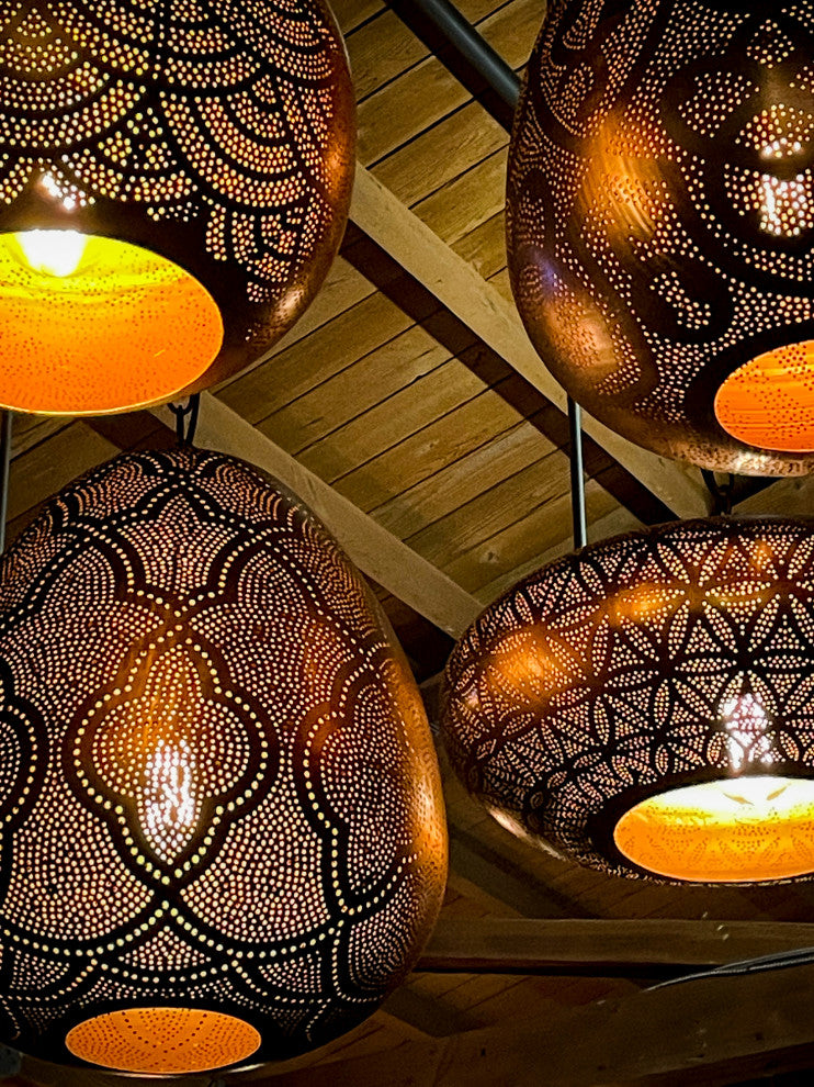 Large White Filigree Lucknow Macrame Pendant Lantern