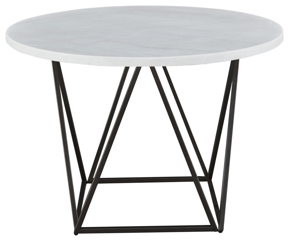 Ramona White Marble Top Round Dining Table