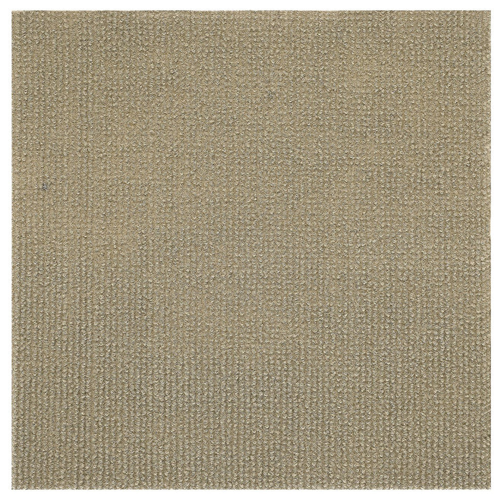 Tan/Beige Self-Adhesive Solid Carpet Tiles 12Pcs - Actual: 12" x 12"