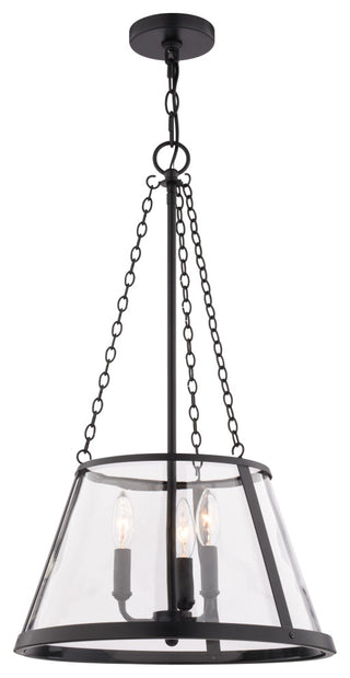 Rochester 3-Light Matte Black Industrial Cone Pendant with Clear Glass Shade
