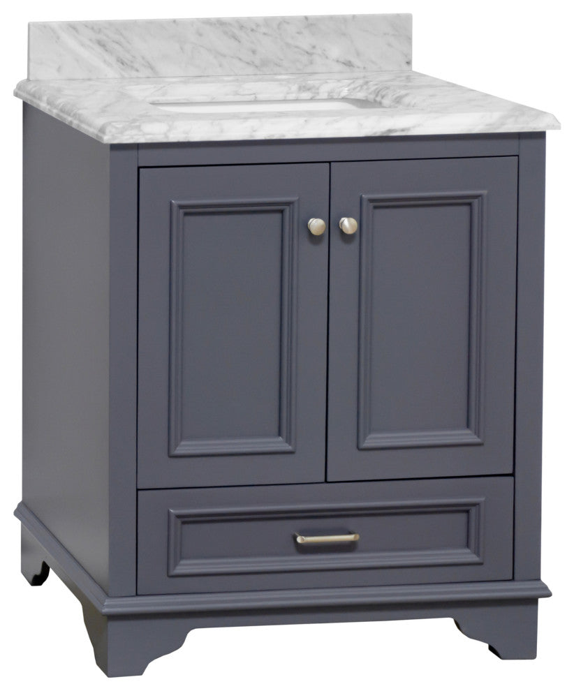 Nantucket 30" Bathroom Vanity, Marine Gray, Carrara Marble