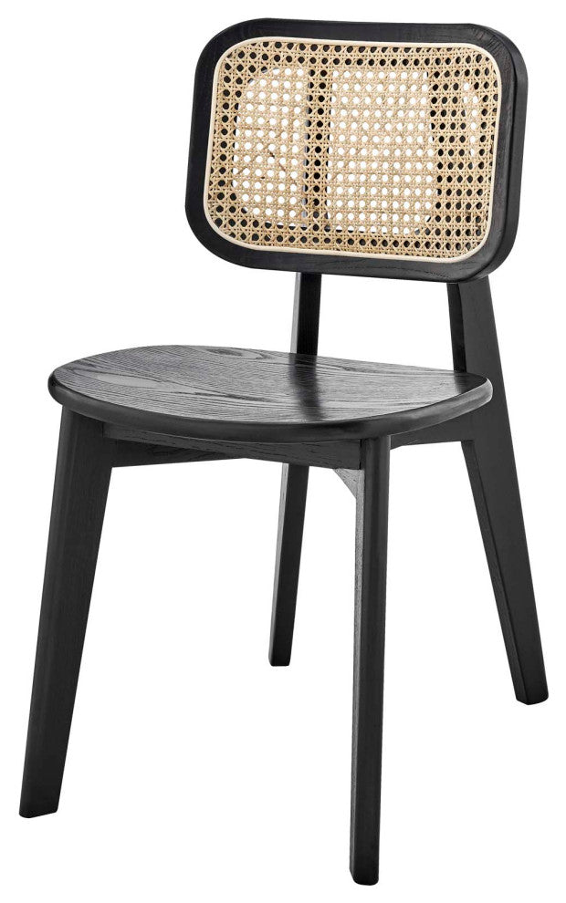 Side Dining Chair, Set of 2, Black, Wood, Modern, Cafe Bistro Hospitality