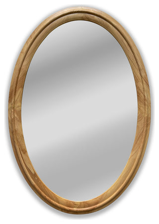 Chloe's Reflection Contemporary Maple Wood Oval Framed Wall Mirror, 34" Height
