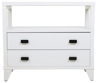 East at Main Wooden 2-Drawer Side Table with Shelf, White