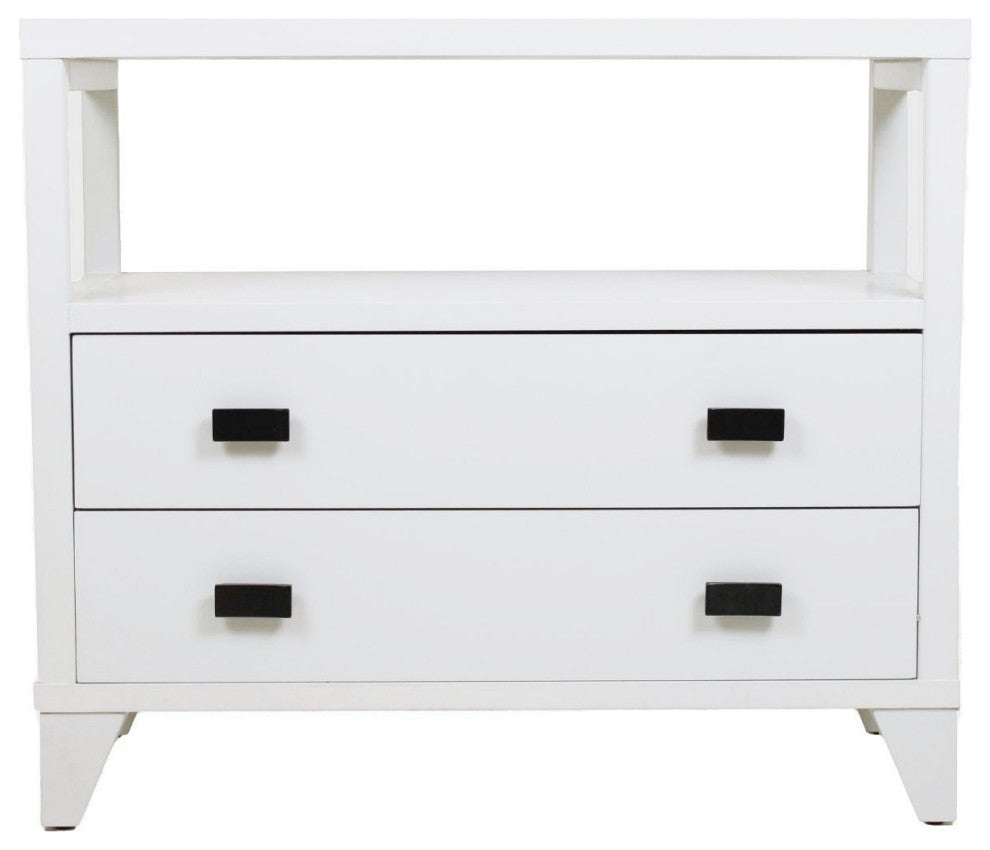 East at Main Wooden 2-Drawer Side Table with Shelf, White