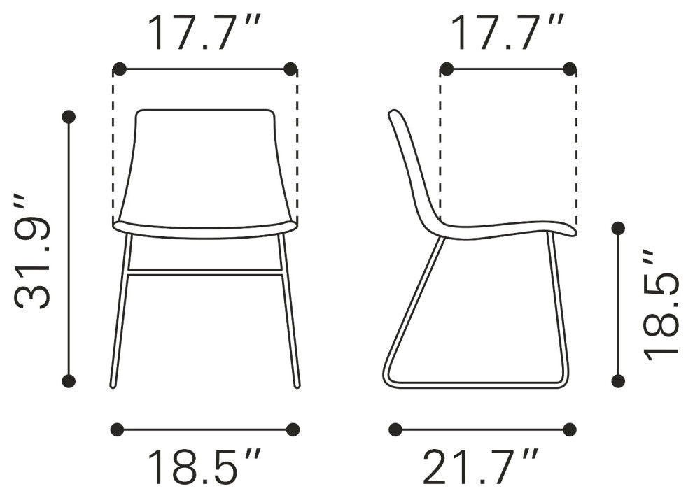Dining Chair, Set of 2, Faux Vinyl Leather, Steel, Vintage Black, Cafe Bistro