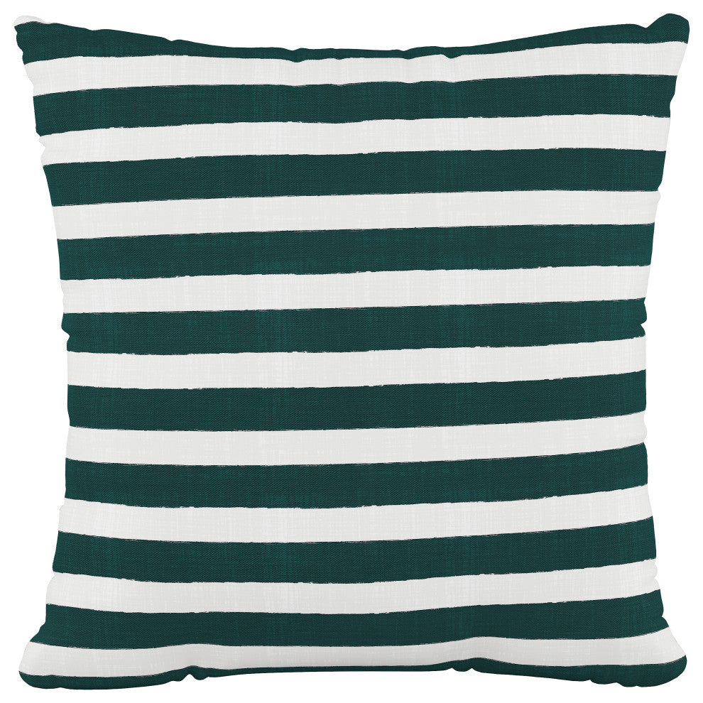 18" Decorative Pillow, Polyester Insert, Horizontal Brush Cabana Sm Emerald