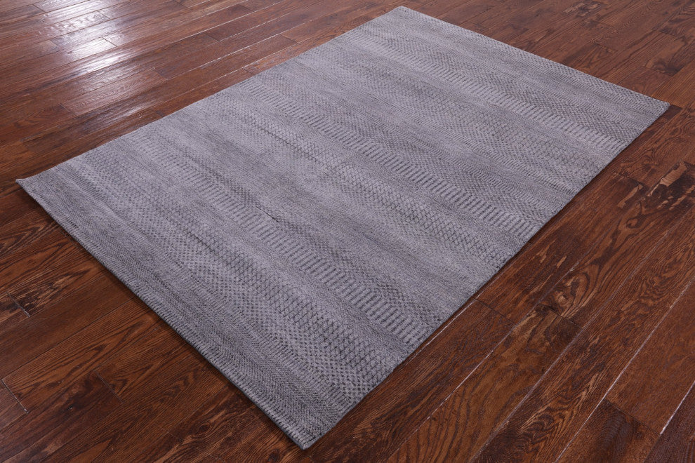 4' 3" X 6' 3" Wool and Silk Savannah Grass Hand Knotted Rug Q11503