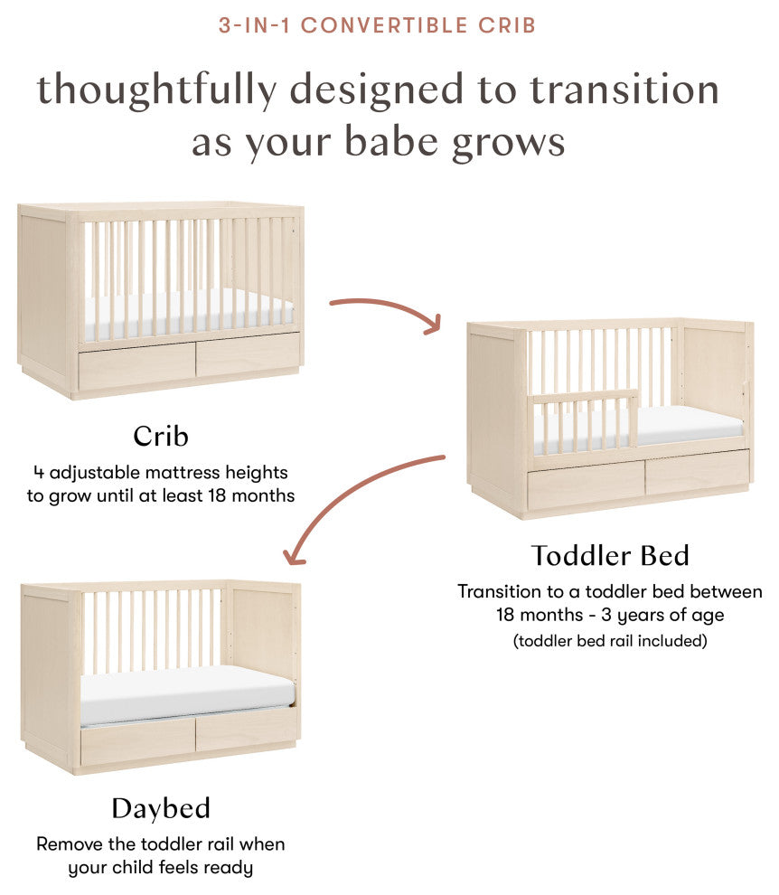 Bento 3-in-1 Convertible Storage Crib With Toddler Bed Conversion Kit