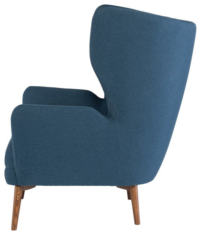 Fabric Reading Chair, Big Accent Chair, Mid Century Modern Arm Chair, Lagoon Blue