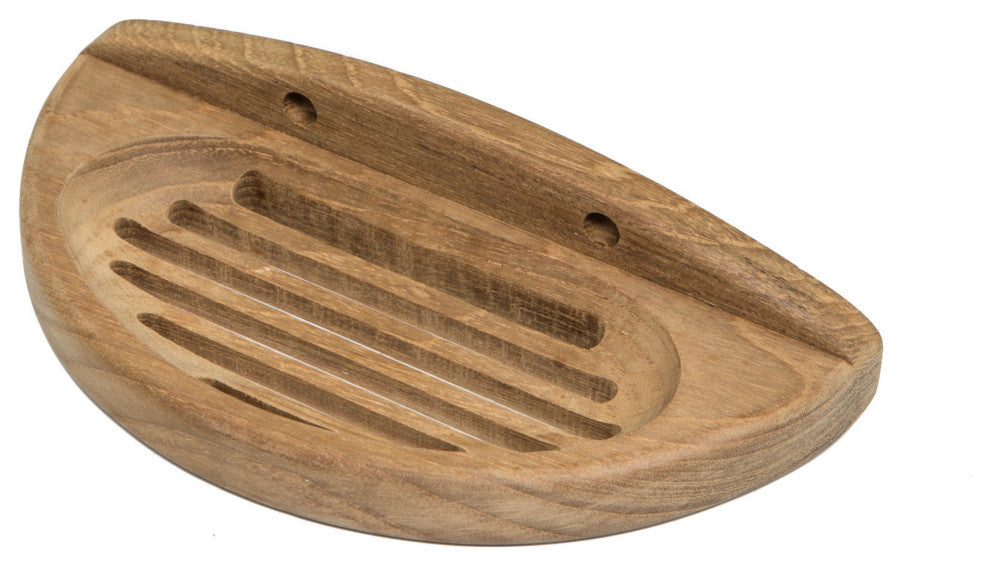 Traditional Solid Teak Wall Mount Oval Soap Dish