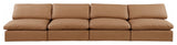 Comfy Upholstered Modular Sofa, Cognac, 4-Piece: 4 Armless Chair, Vegan Leather