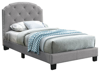 Button Tufting Design Bed, Light Gray, Twin