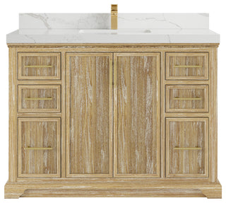 Alys Teak 48 Single Sink Bathroom Vanity Whitewashed 2" Calacatta Laza