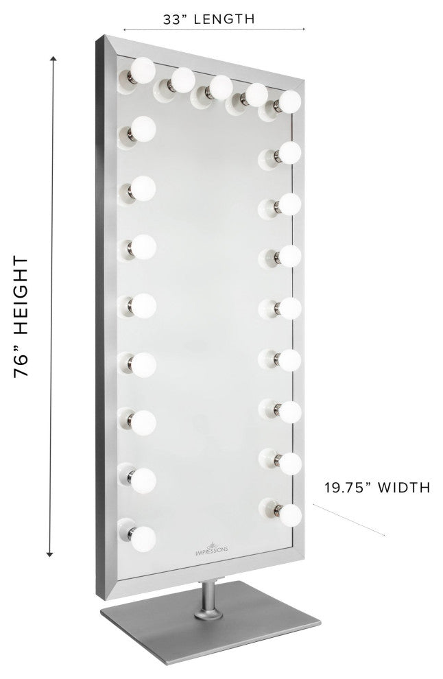 Starlight Full Body LED Makeup Mirror with 21 Bulbus, Silver