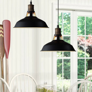 Florence Black Barn Pendant Light Loft Fixture, 12.2", 3-Pack