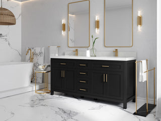 Cambridge 72 Double Sink Bath Vanity in Black 2" Carrara Marble