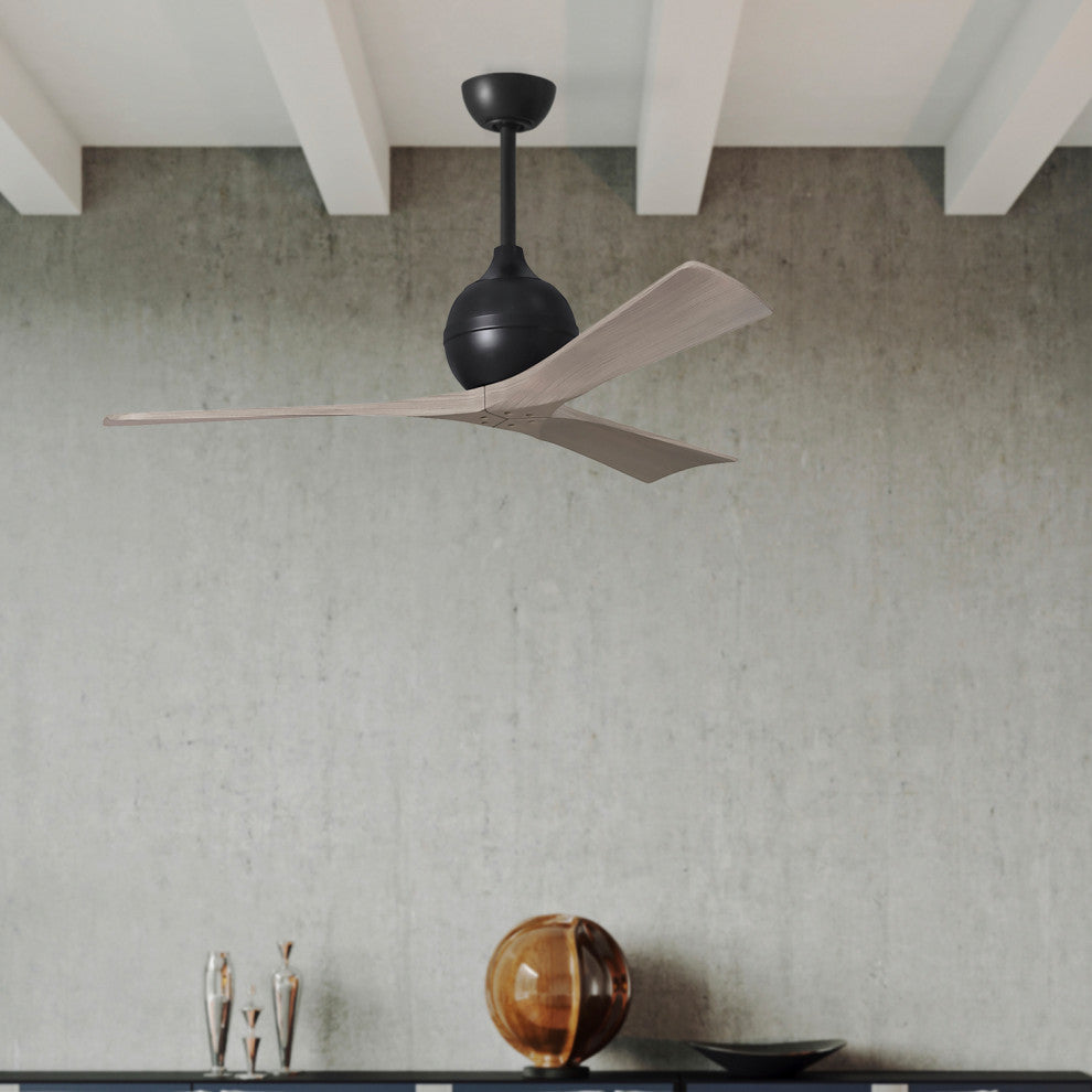 Irene-3 Paddle Fan, Matte Black, 42", Gray Ash Blades